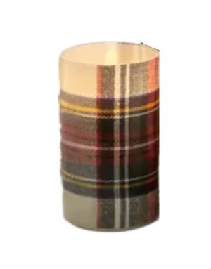Ragon House White Tartan  Glass Candle, 5 in.