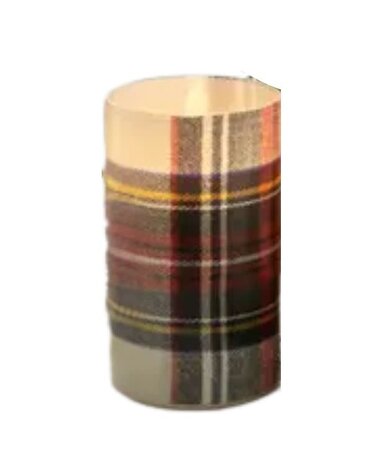Ragon House White Tartan  Glass Candle, 5 in.