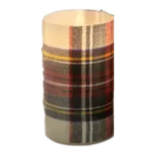 Ragon House White Tartan  Glass Candle, 5 in.
