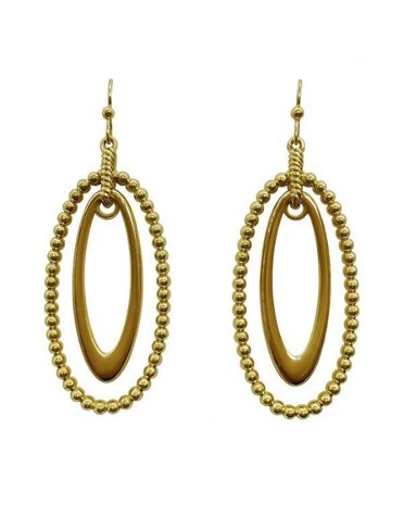 Oval Textured Drop Earrings, Gold,  1.5 in.