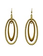 Oval Textured Drop Earrings, Gold,  1.5 in.