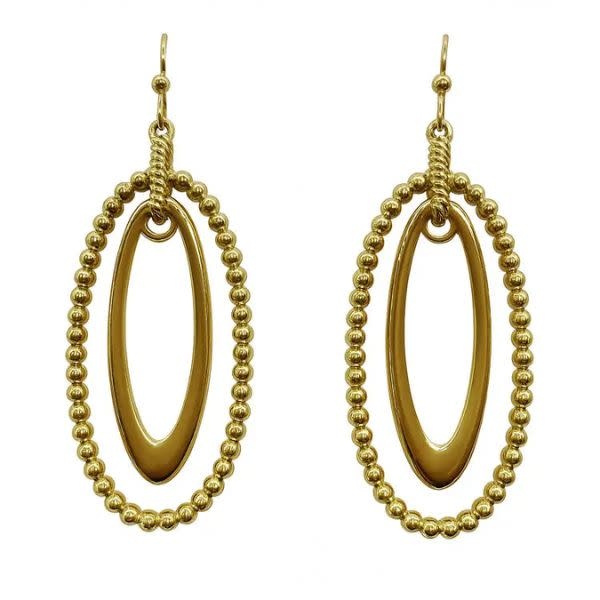 Oval Textured Drop Earrings, Gold,  1.5 in.