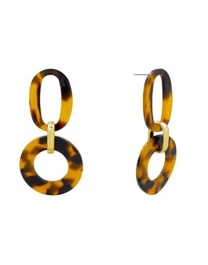 Tortoise Acrylic 2 Drop Earring, 1.5 in.