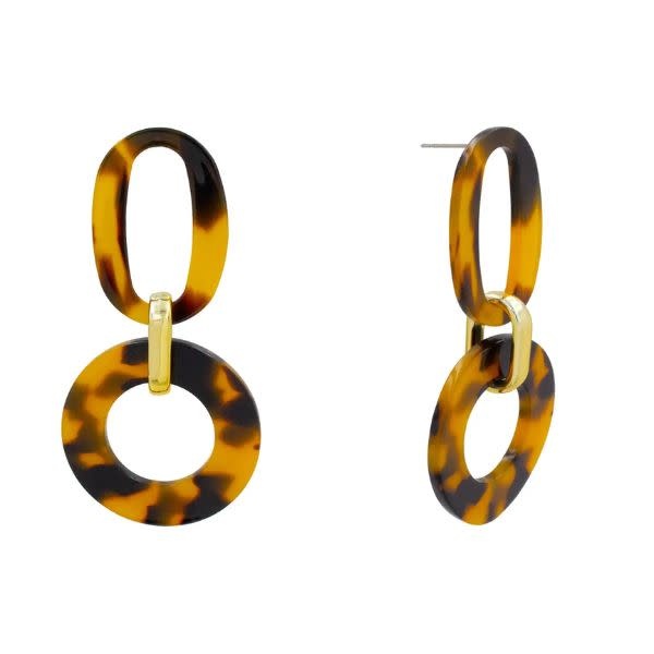 Tortoise Acrylic 2 Drop Earring, 1.5 in.