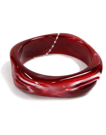 Waved Circle Bangle Bracelet, Maroon Acrylic