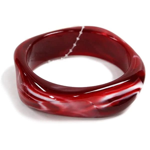 Waved Circle Bangle Bracelet, Maroon Acrylic