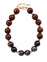Large Natural Stone Necklace, Brown and Grey, 17 in.