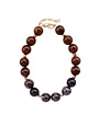 Large Natural Stone Necklace, Brown and Grey, 17 in.