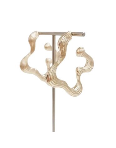 Geometric Textured Earring, Gold, 1.5 in.