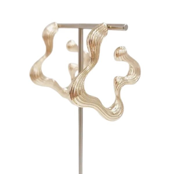 Geometric Textured Earring, Gold, 1.5 in.