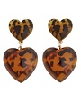Double Heart Drop Earring, Cheetah Print Acrylic