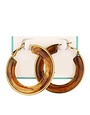 Hoop Earring, Brown Acrylic and Gold ,2 in.