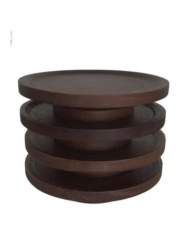 HOST AT HOME by The Bamboo Abode Wine Glass Charcuterie Plates, Brown, Set of 4