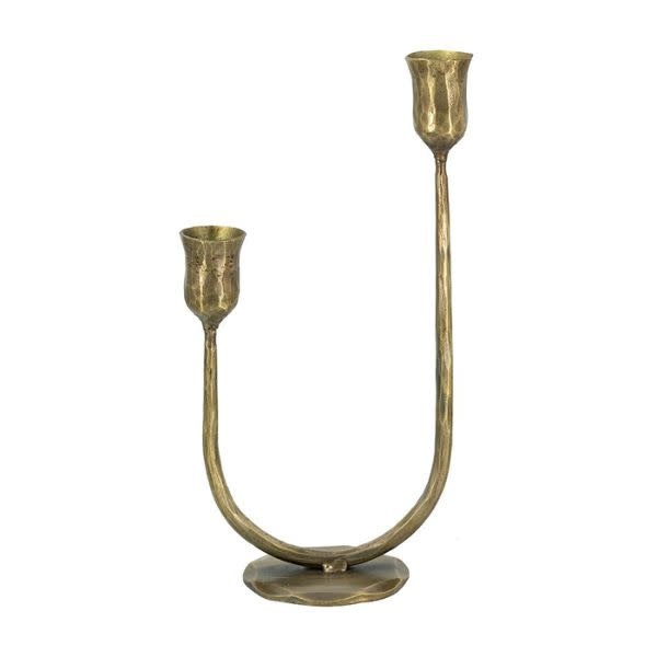 2-Light Iron Taper Candle Holder, 6.3 X 3.5 X 11.5 in.