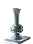 Rounded Vase w/ Pedestal Base Green Electroplating, 14 in.