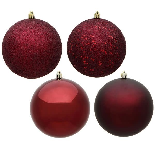 Assorted Ball Ornament, Burgandy, 6 in., Priced Individually