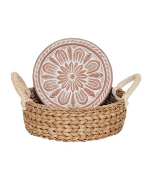 KORISSA Handmade Bread Warmer & Wicker Basket, Vintage Flower, 11 in.