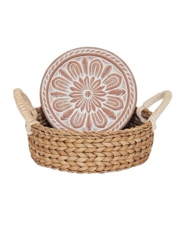 KORISSA Handmade Bread Warmer & Wicker Basket, Vintage Flower, 11 in.
