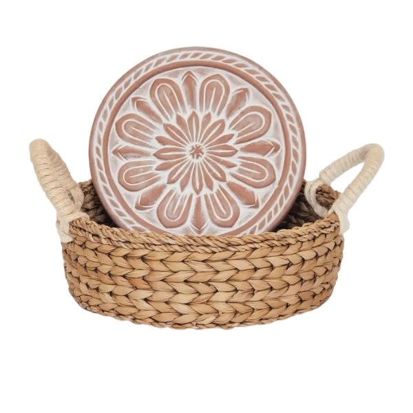 KORISSA Handmade Bread Warmer & Wicker Basket, Vintage Flower, 11 in.