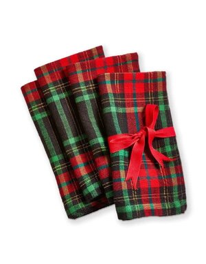 Tag Christmas Plaid Napkins, Set of 4
