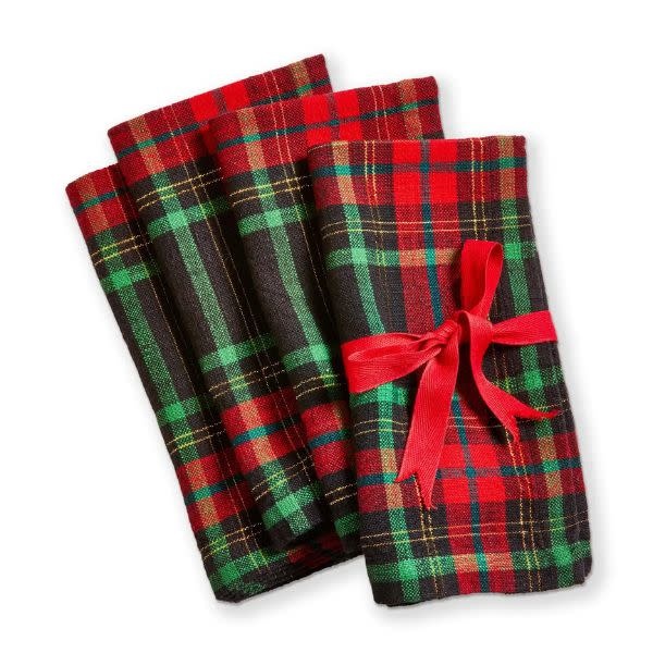 Tag Christmas Plaid Napkins, Set of 4