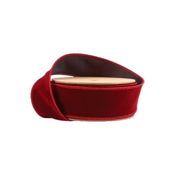 LA Ribbons Wholesale Wired Velvet 1.5 in. Ribbon, Bordeaux, 10 Yard Roll