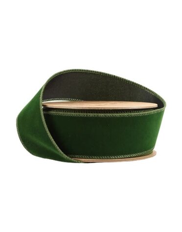LA Ribbons Wholesale Wired Velvet 1.5 in. Ribbon, Spruce,10 Yard Roll