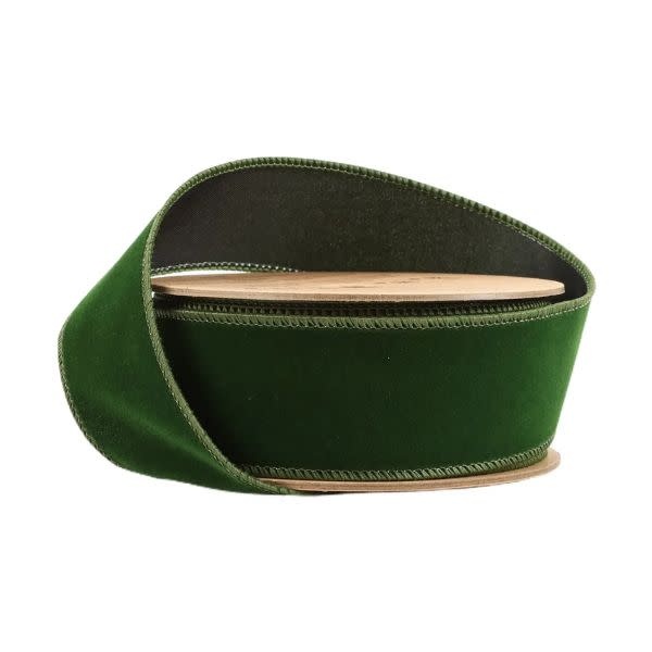 LA Ribbons Wholesale Wired Velvet 1.5 in. Ribbon, Spruce,10 Yard Roll