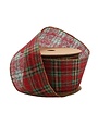 LA Ribbons Wholesale Plaid Wired 2.5 in. Ribbon, Red, Green and Gold, 10 Yard Roll