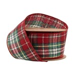 LA Ribbons Wholesale Wired 2.5 in. Traditional Plaid Ribbon, Red and Green, 10 Yd.