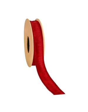LA Ribbons Wholesale Wired Dupioni 1 in. Ribbon, Red, 10 Yard Roll