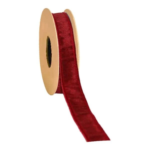 LA Ribbons Wholesale Wired Dupioni 1 in. Ribbon, Bordeaux, 10 Yard Roll