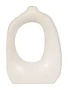 Ceramic Curvy Cut-Out Design Vase, Cotton White, 11 in.