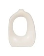 Ceramic Curvy Cut-Out Design Vase, Cotton White, 11 in.
