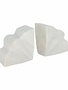 Marble Semi Circle Fluted Bookends, Set of 2, White, 5 in.