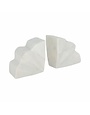 Marble Semi Circle Fluted Bookends, Set of 2, White, 5 in.