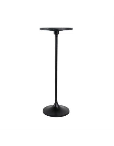 Metal Pedestal Base Side Table with Marble Top, Black, 27 in.