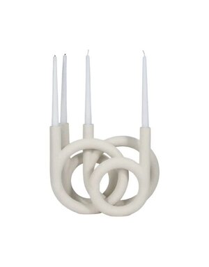 Twisted Ring 4-Taper Candle Holder, White, 12 in.