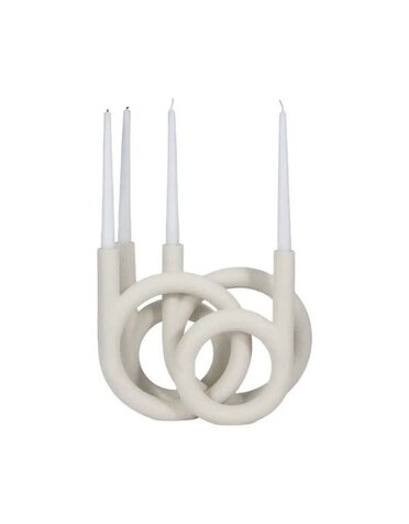 Twisted Ring 4-Taper Candle Holder, White, 12 in.