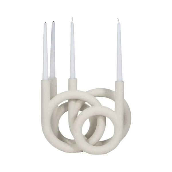 Twisted Ring 4-Taper Candle Holder, White, 12 in.