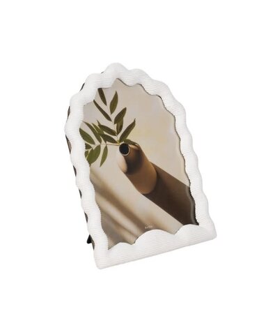 Sculptured Wavy Arch Resin Photo Frame, White, 8 X 10 in.