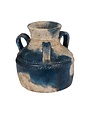 Terracotta Rustic Triple Handle Jug, Blue, 12 in.