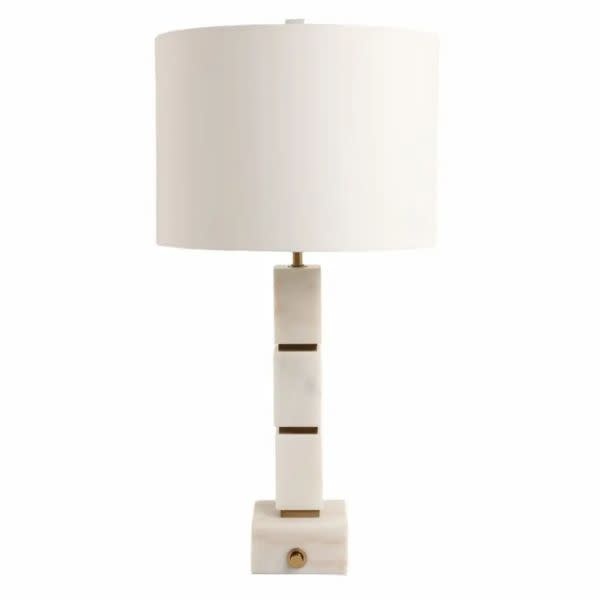 Stacked Marble Cubes Table Lamp, White, 27 X 14 in.