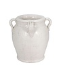 Terracotta Crackle Amphora Vase with Handles, White, 9 in.