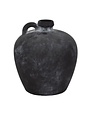 Abstract Weathered Terracotta Jug with Handle, Black, 12 in.