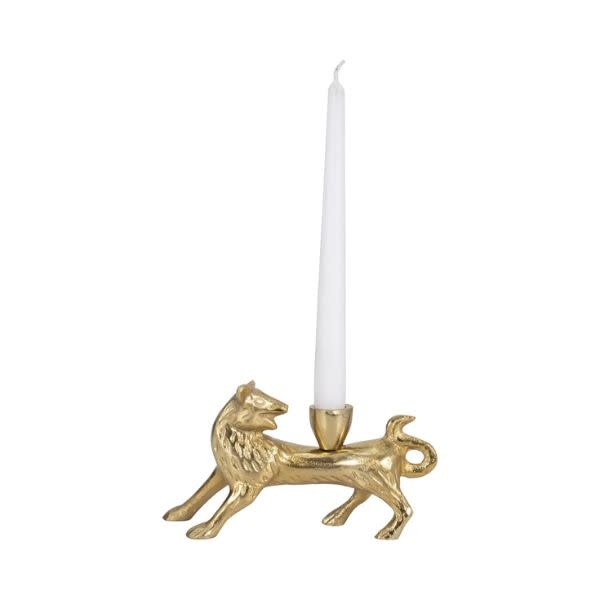 Sleek Fox Taper Candle Holder, Gold, 8 in.