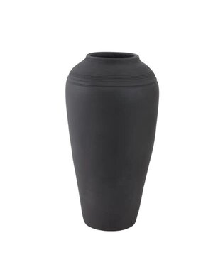 Cylinder Ribbed Floor Vase, Ceramic Black, 16 in.