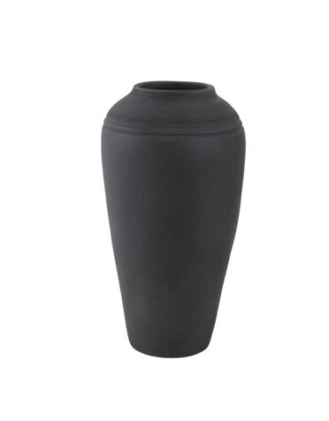 Cylinder Ribbed Floor Vase, Ceramic Black, 16 in.