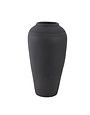 Cylinder Ribbed Floor Vase, Ceramic Black, 16 in.