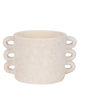 Decorative Pottery Planter w/ Arch Handles, White, 13 in.